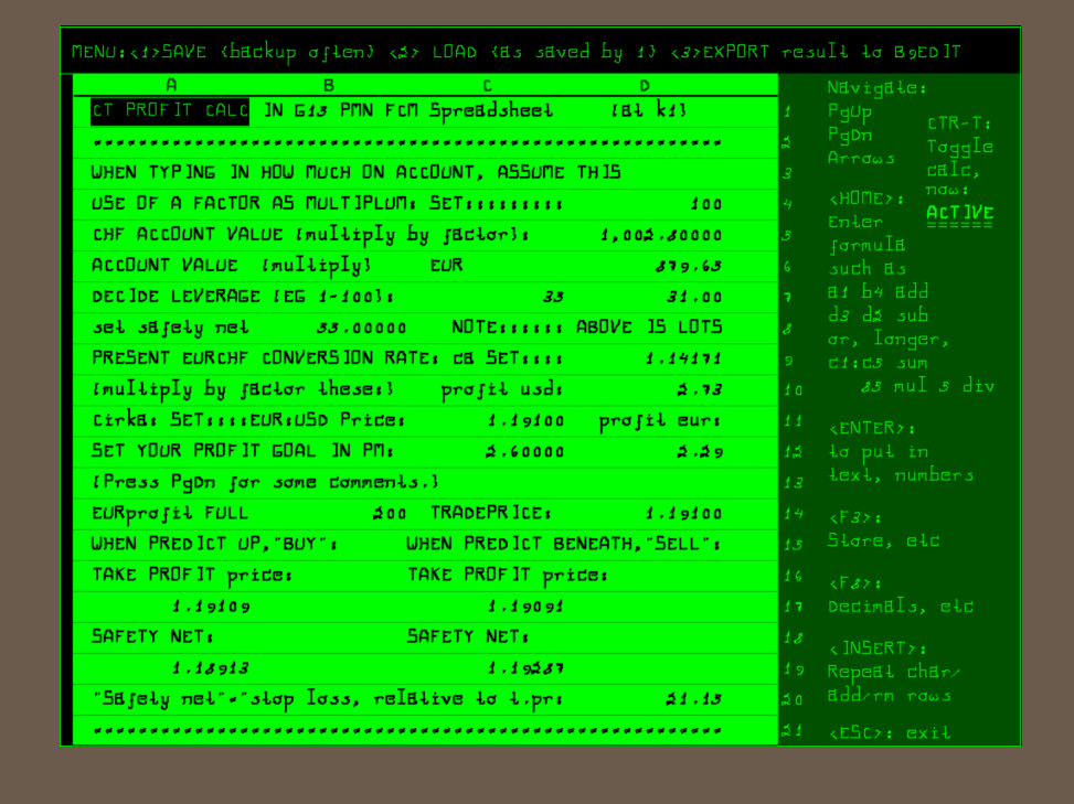 G15 PMN FCM SpreadSheet with EURUSD Currency Trading